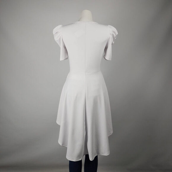 Revamped White Puff Sleeve High Low Top Size M - Picture 6 of 9
